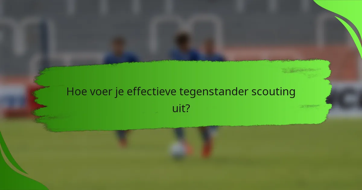 Hoe voer je effectieve tegenstander scouting uit?